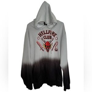 Netflix Stranger Things Hellfire Club Black Gray Ombré Pullover Hoodie Size XL